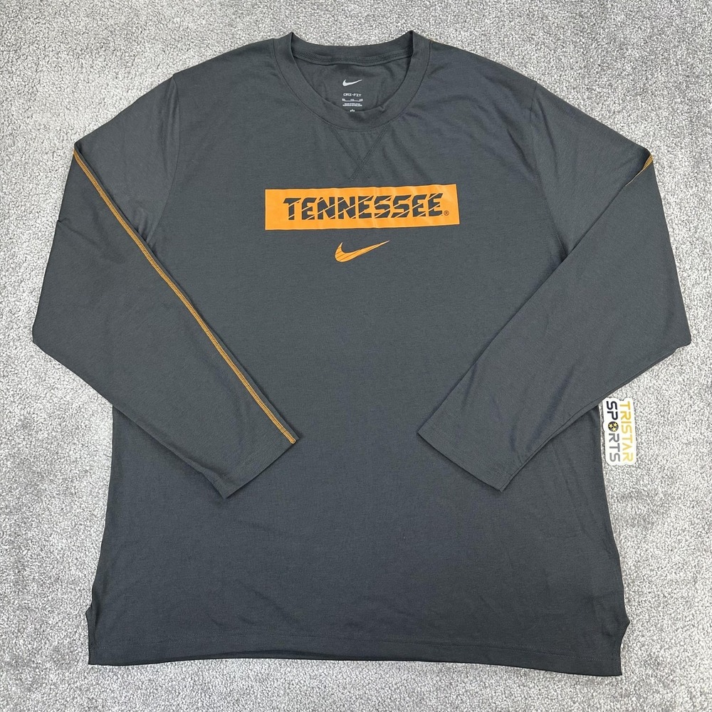 Tennessee Volunteers Shirt Mens 2XL Gray NCAA Football Nike Dri Fit Long Sleeve